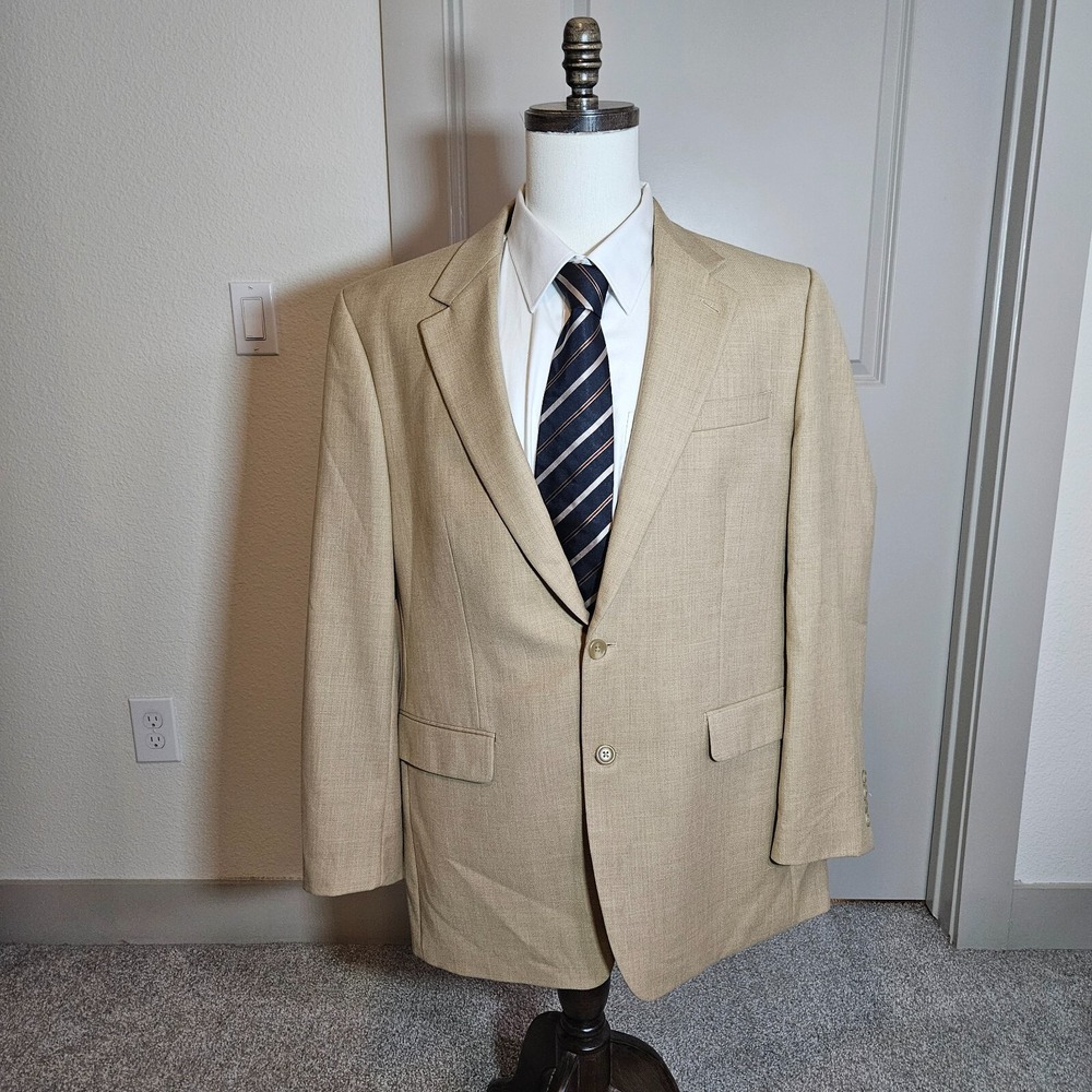 Lauren Ralph Lauren Blazer Sport Coat Suit Men 43L 2-Button Beige